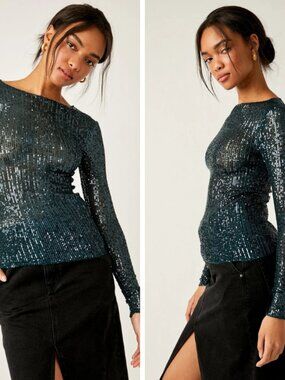 Free People Forest Pool Gold Rush Long Sleeve Top